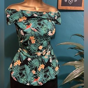 Off shoulder tropical blouse